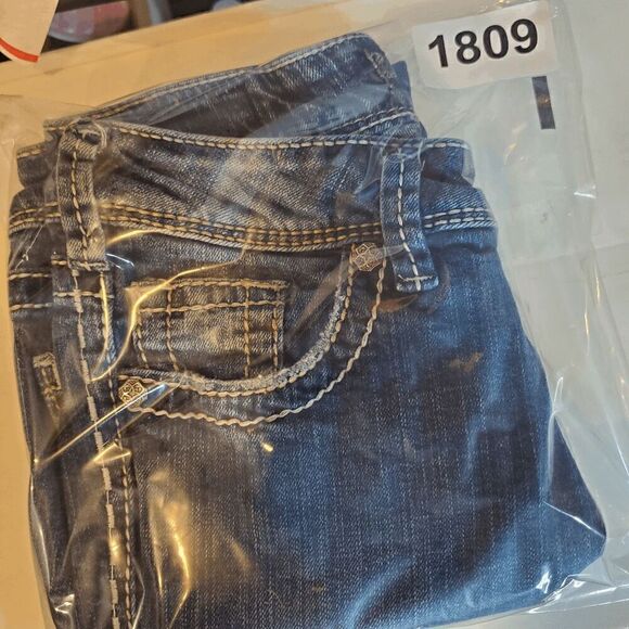 Silver Jeans Womens 25 Blue Denim Flat Front Thick Stitch Suki Capri Preppy - Picture 12 of 12